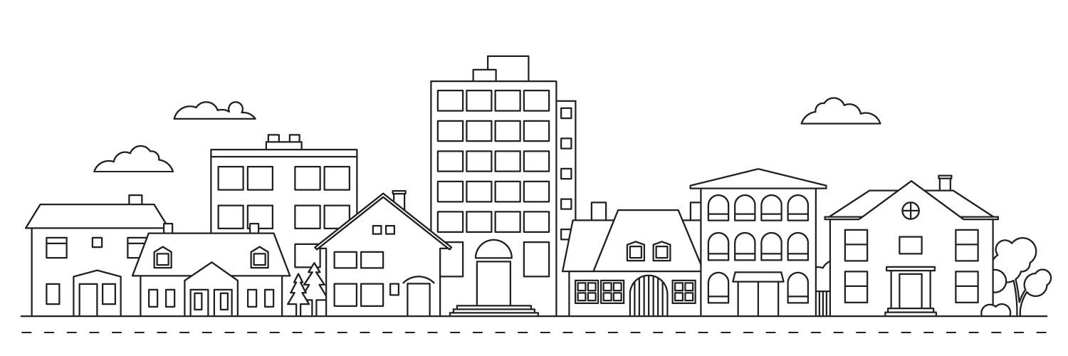 Small Town neighborhood vector illustration - Maryland Legal Aid